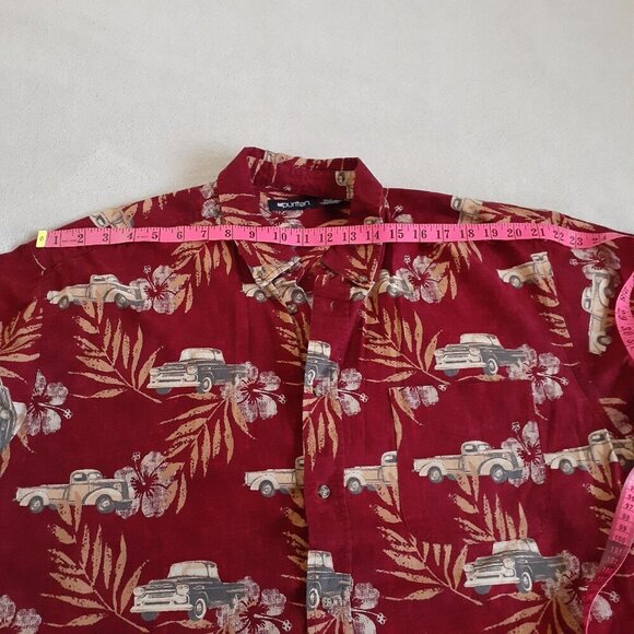 Puritan Vintage Men's Size XL Dark Red Hawaiian Antique Truck Button Down Shirt - Picture 9 of 11